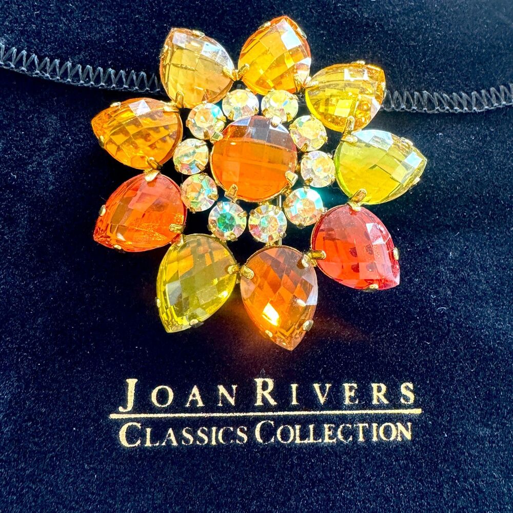 Joan Rivers Collection Autumn Sunburst Brooch Flower Pin Brooch - Vintage Signed - Picture 2 of 8